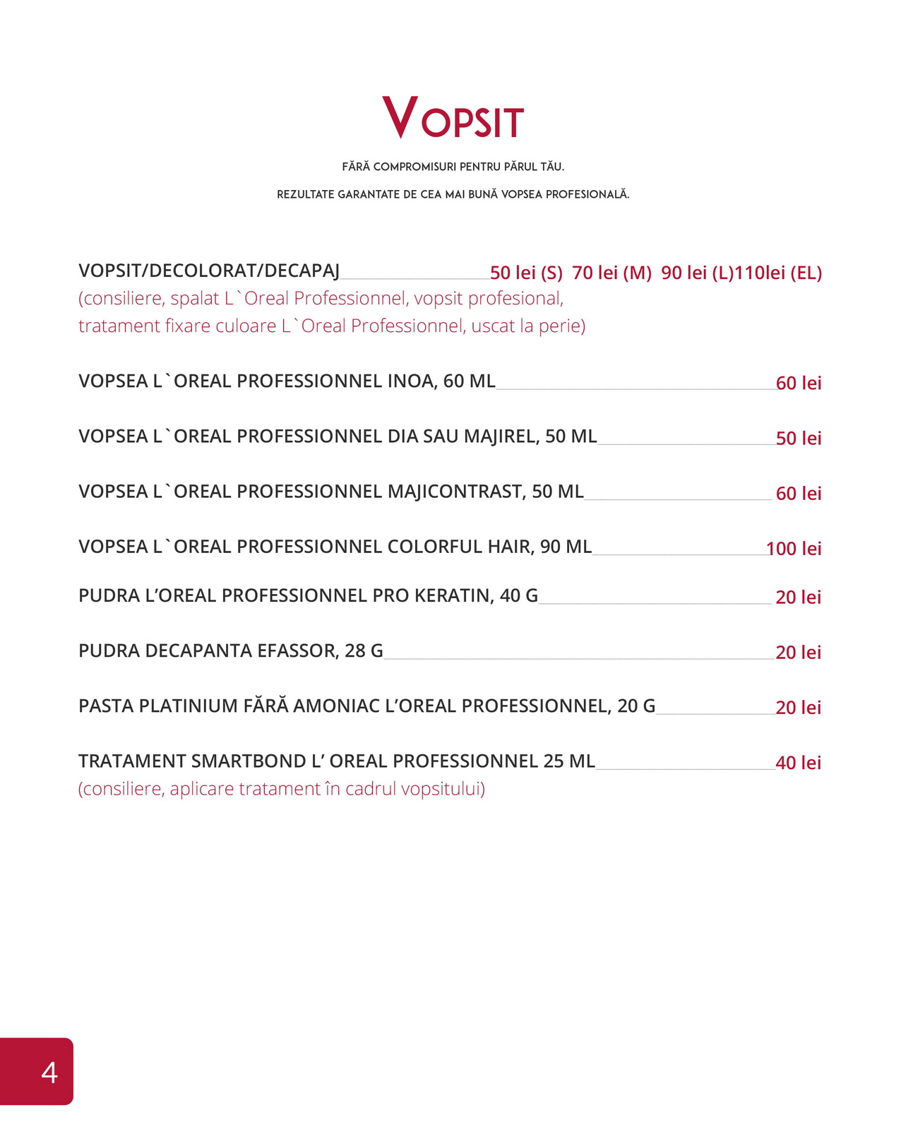 Catalog Coafura Salon Bella Botosani